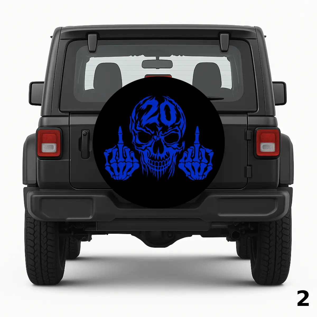 =Skull Flipping Off Spare Tire Cover