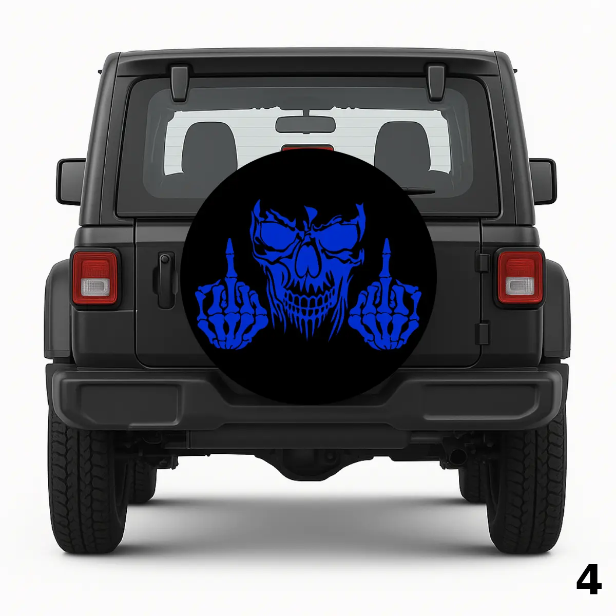 =Skull Flipping Off Spare Tire Cover