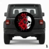 =Skull With Lily Flowers Spare Tire Cover