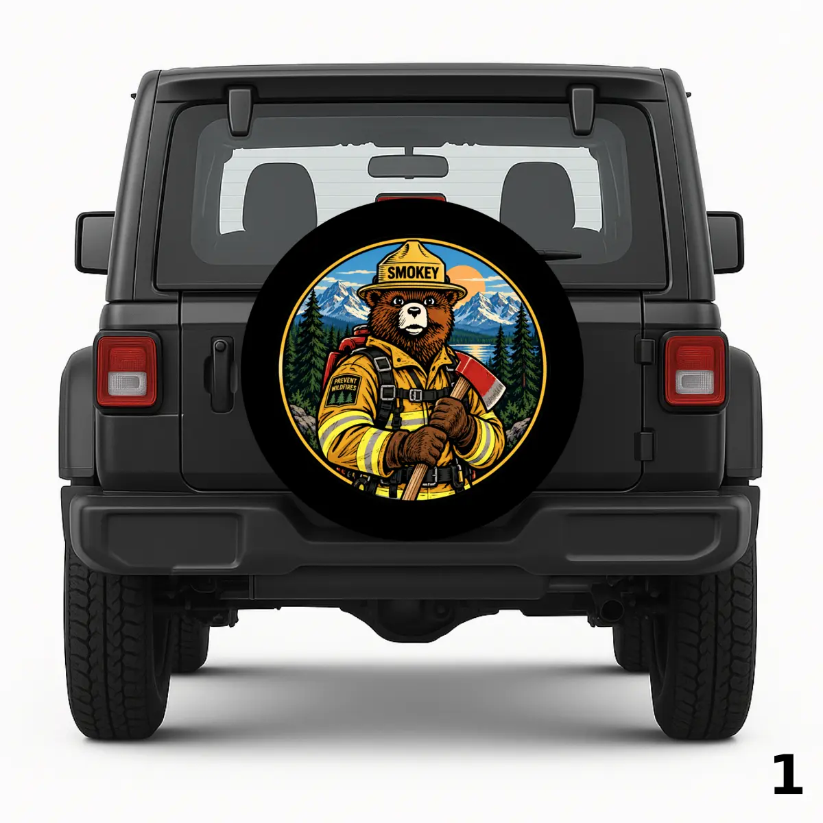 =Smokey The Bear Firefighter Spare Tire Cover