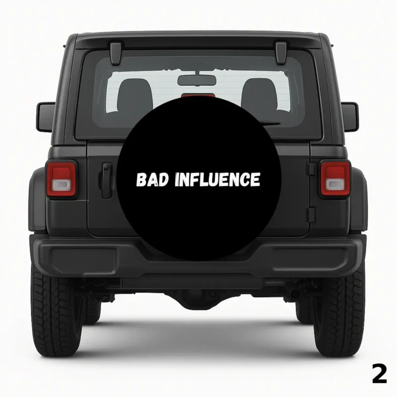 =White Jeep Bad Influence Spare Tire Cover
