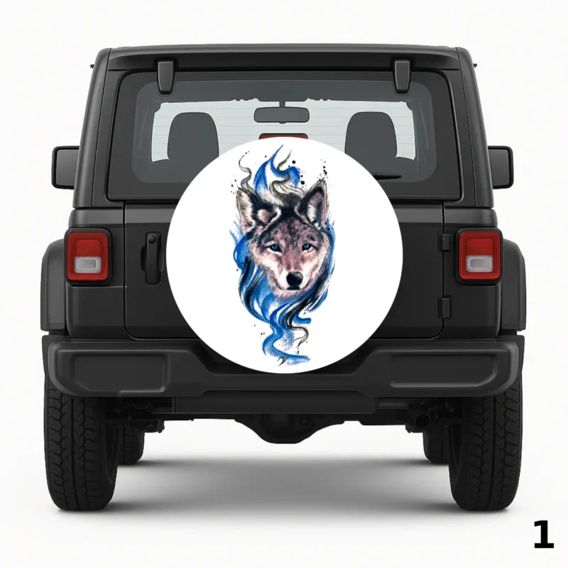 =Wolf With Blue Eyes Spare Tire Cover