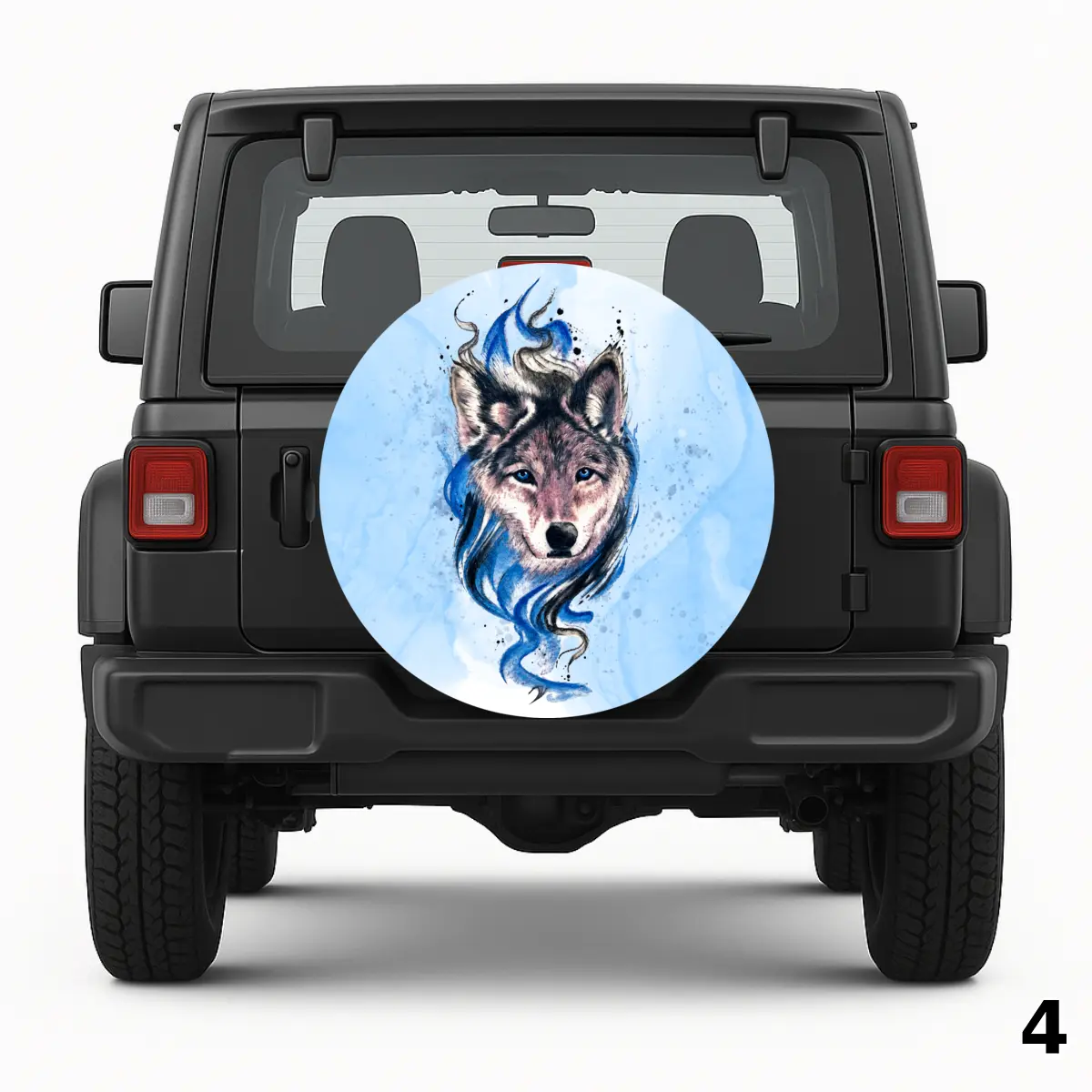 =Wolf With Blue Eyes Spare Tire Cover