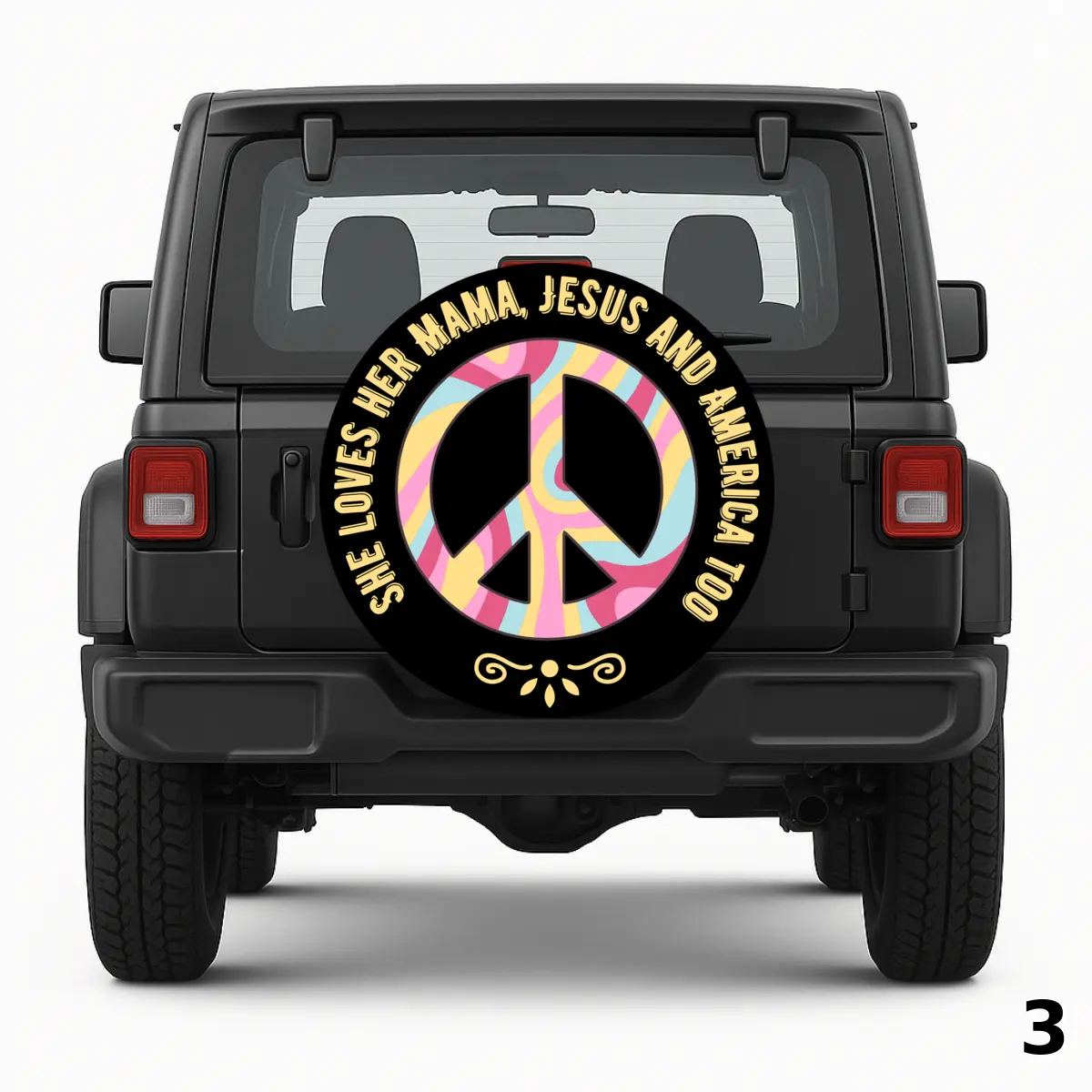 =colorful peace ign Spare Tire Cover