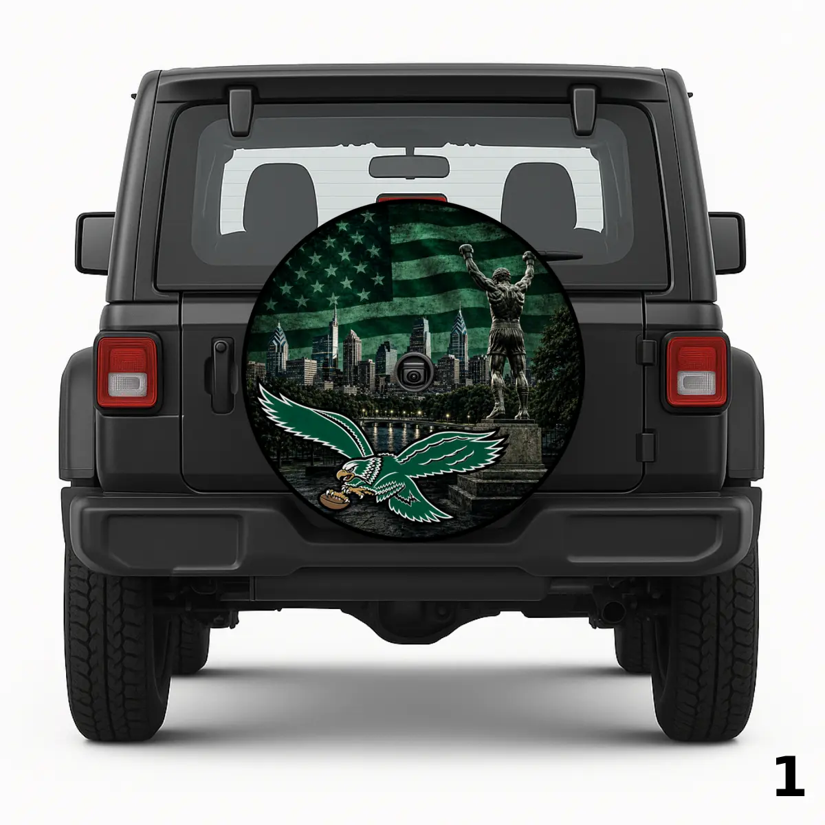 Kelly Green American Flag Spare Tire Cover