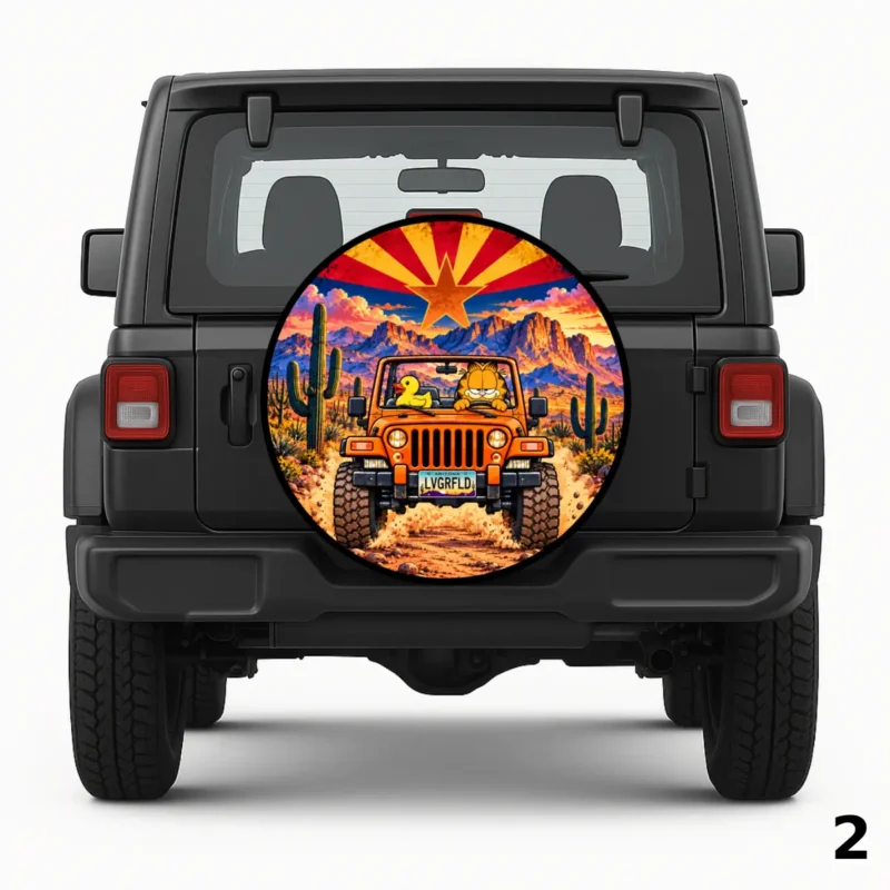 Garfield And Duck Driving Spare Tire Cover
