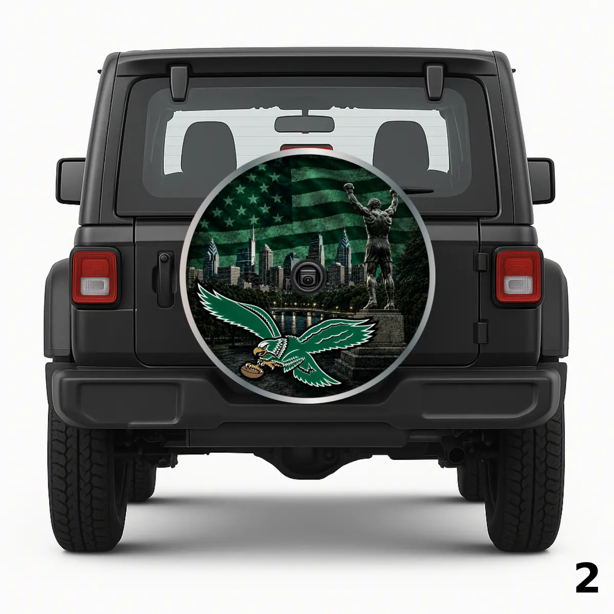 Kelly Green American Flag Spare Tire Cover