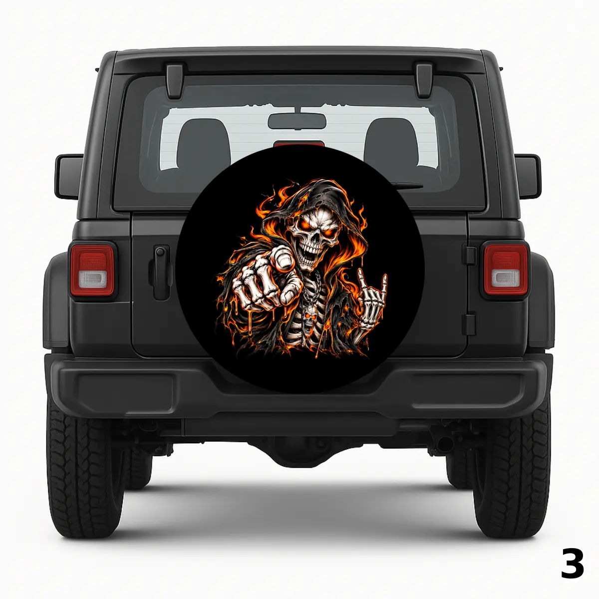 =Black Orange Skeleton Spare Tire Cover