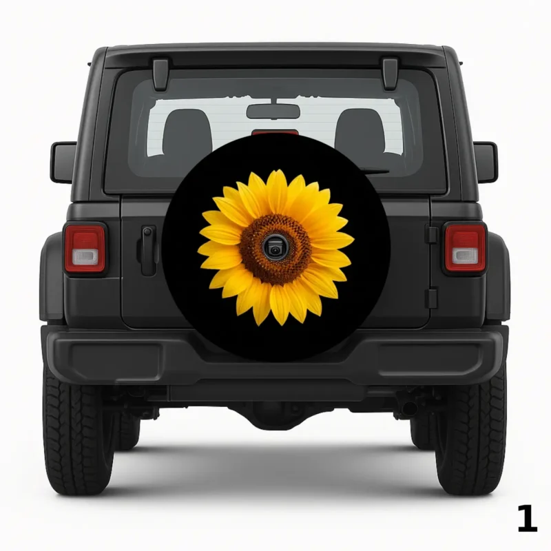 =Sunflower With Camera Spare Tire Cover