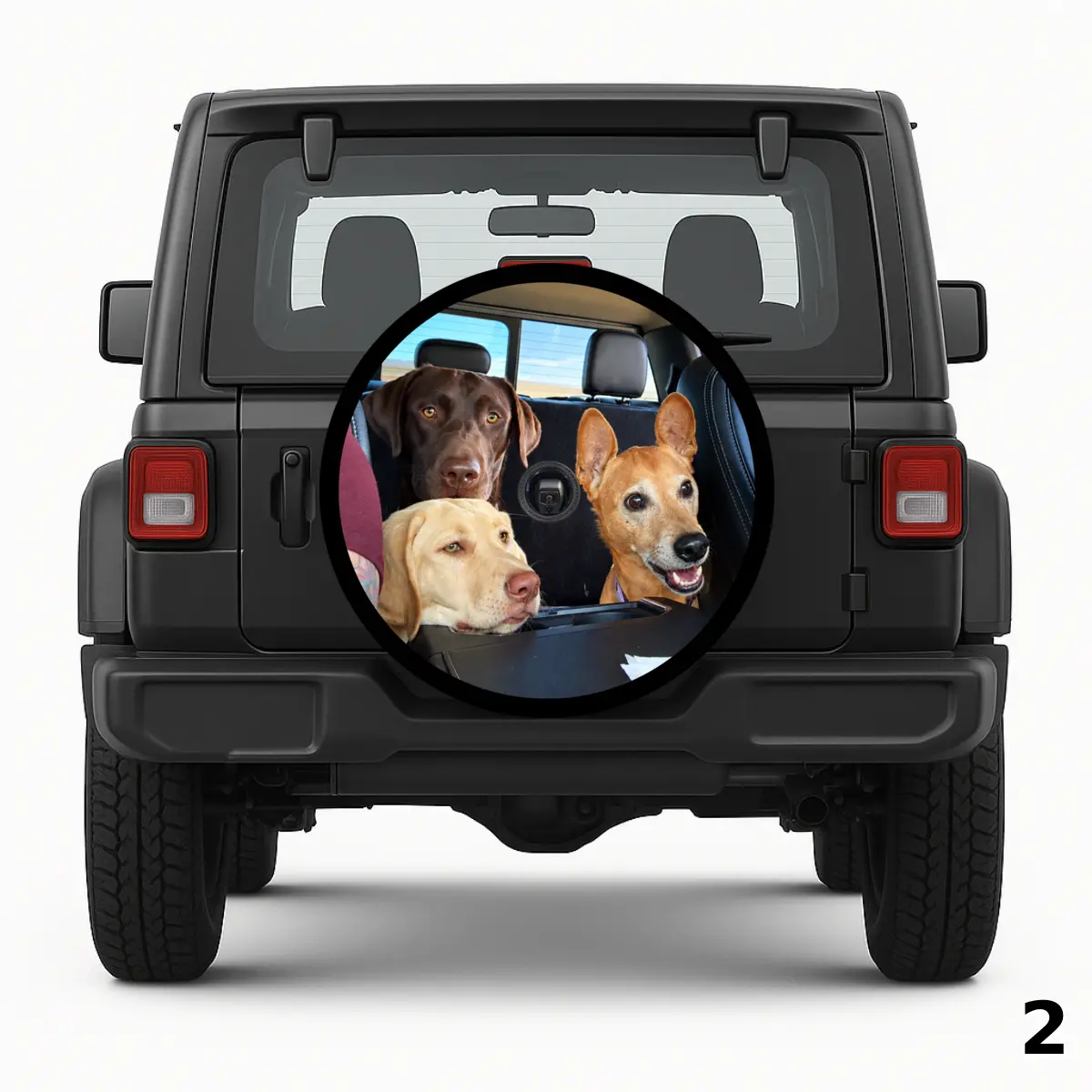 =Three Dogs On Backseat Spare Tire Cover