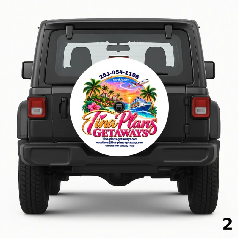 =Tina Plans Getaways Spare Tire Cover