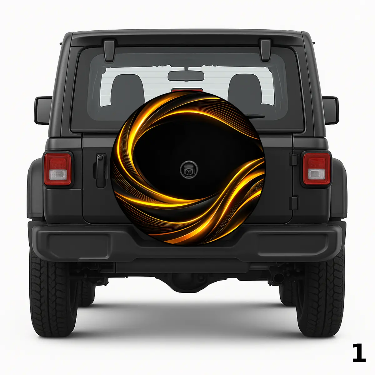 =Yellow Typographical Lines Spare Tire Cover