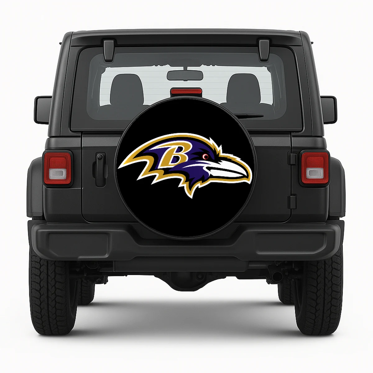 Baltimore Ravens Spare Tire Cover - front view on vehicle