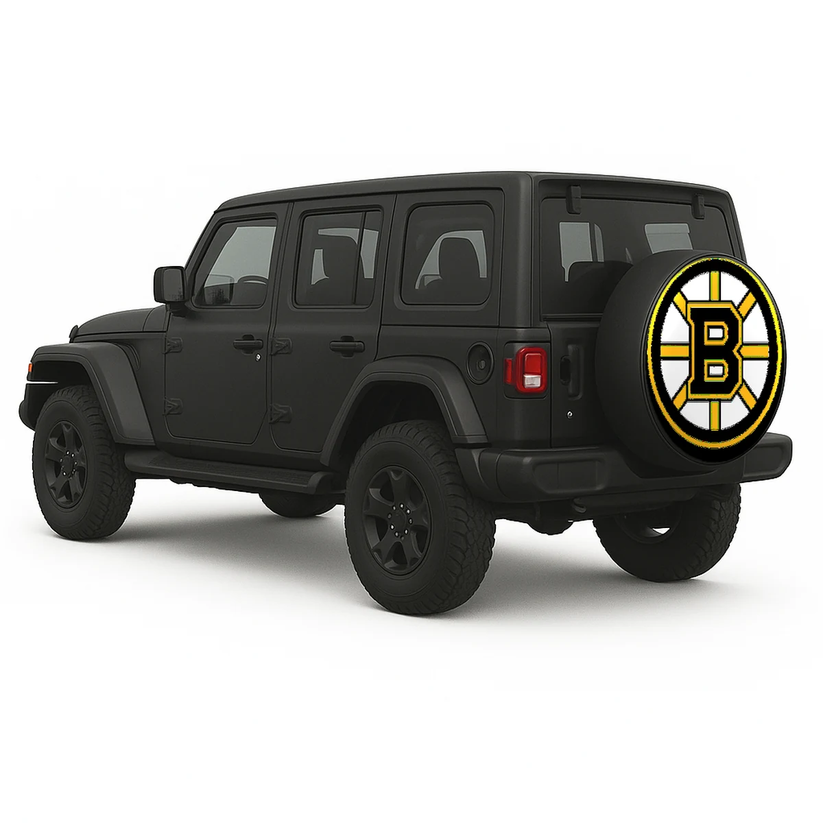 Boston Bruins Spare Tire Cover - side view on vehicle