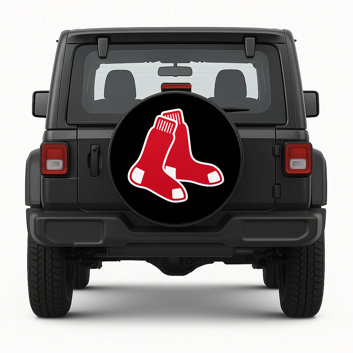 Boston Red Sox Spare Tire Cover - front view on vehicle