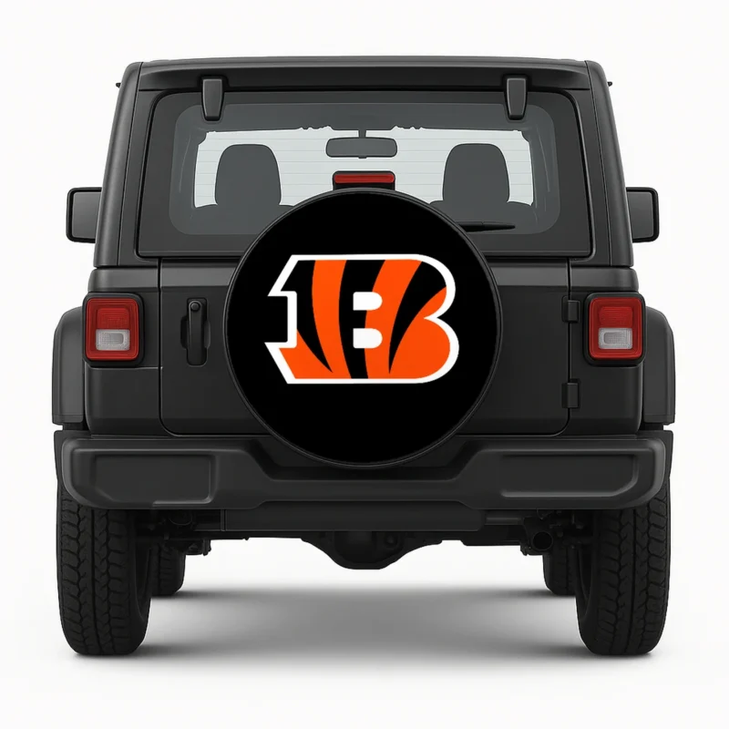 Cincinnati Bengals Spare Tire Cover - front view on vehicle