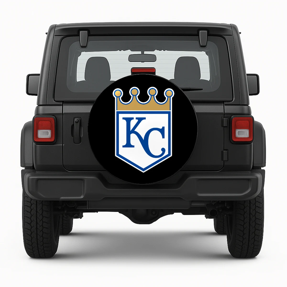 Kansas City Royals Spare Tire Cover - front view on vehicle