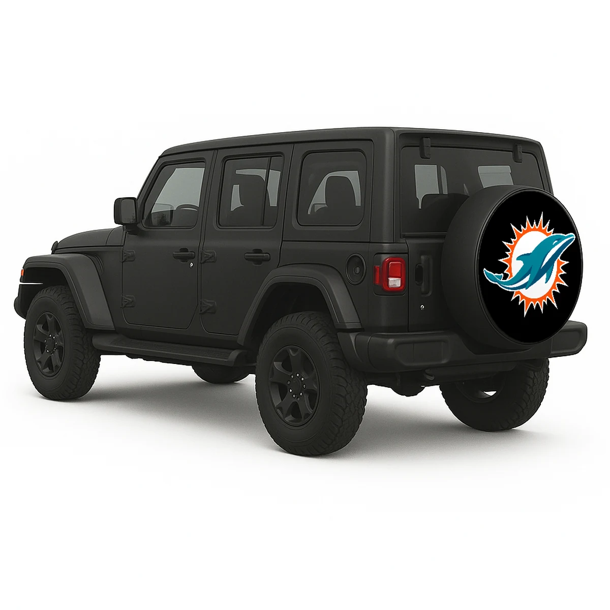 Miami Dolphins Spare Tire Cover - side view on vehicle
