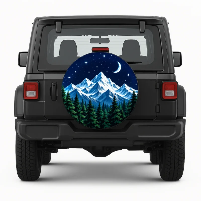 Mountain Spare Tire Cover Spare Tire Cover - front view on vehicle