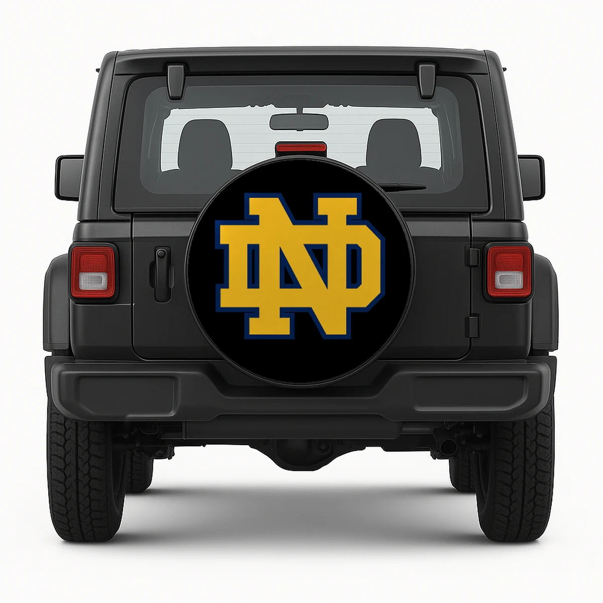 Notre Dame Fighting Irish Spare Tire Cover - front view on vehicle