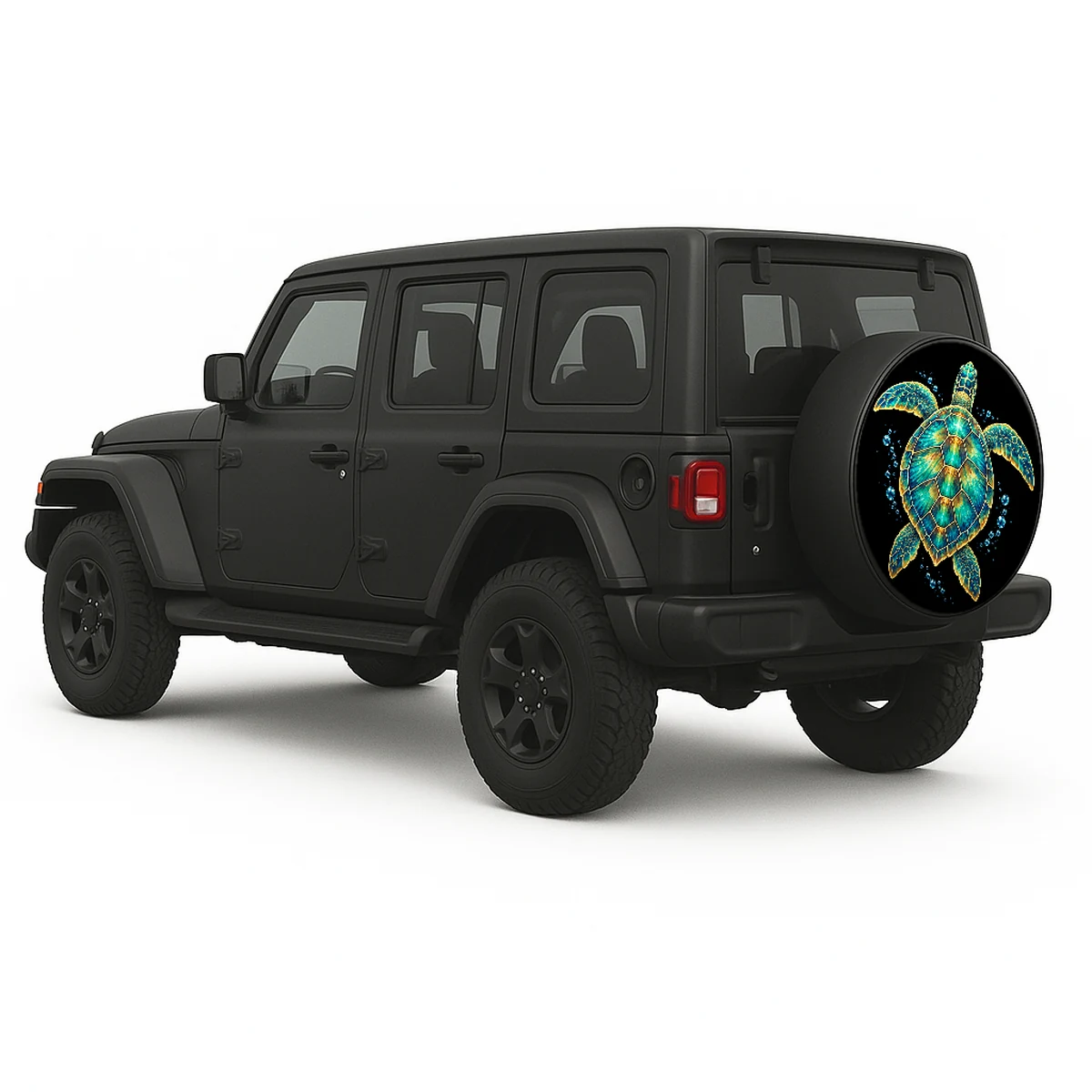 Sea Turtle Spare Tire Cover - side view on vehicle