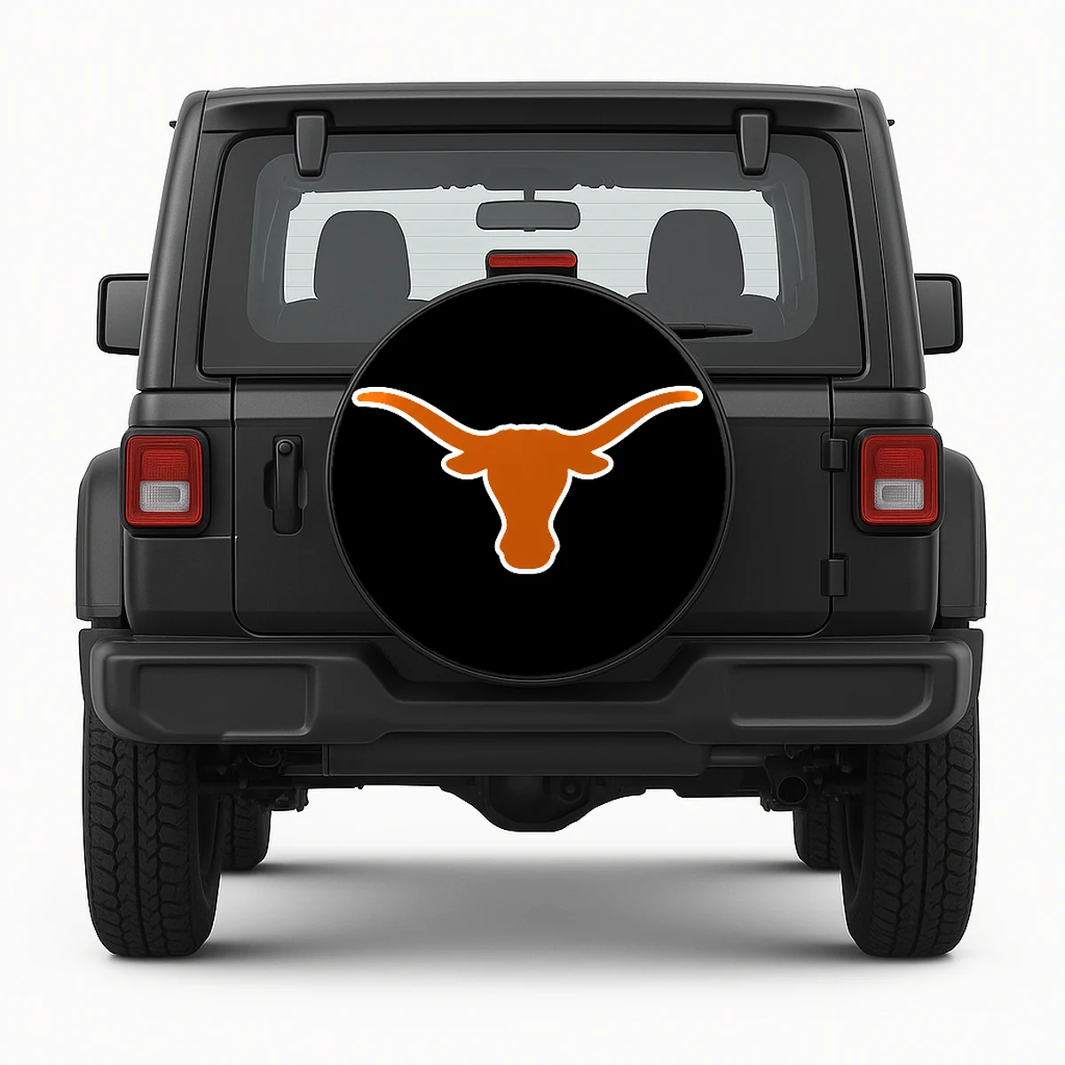Texas Longhorns Spare Tire Cover - front view on vehicle