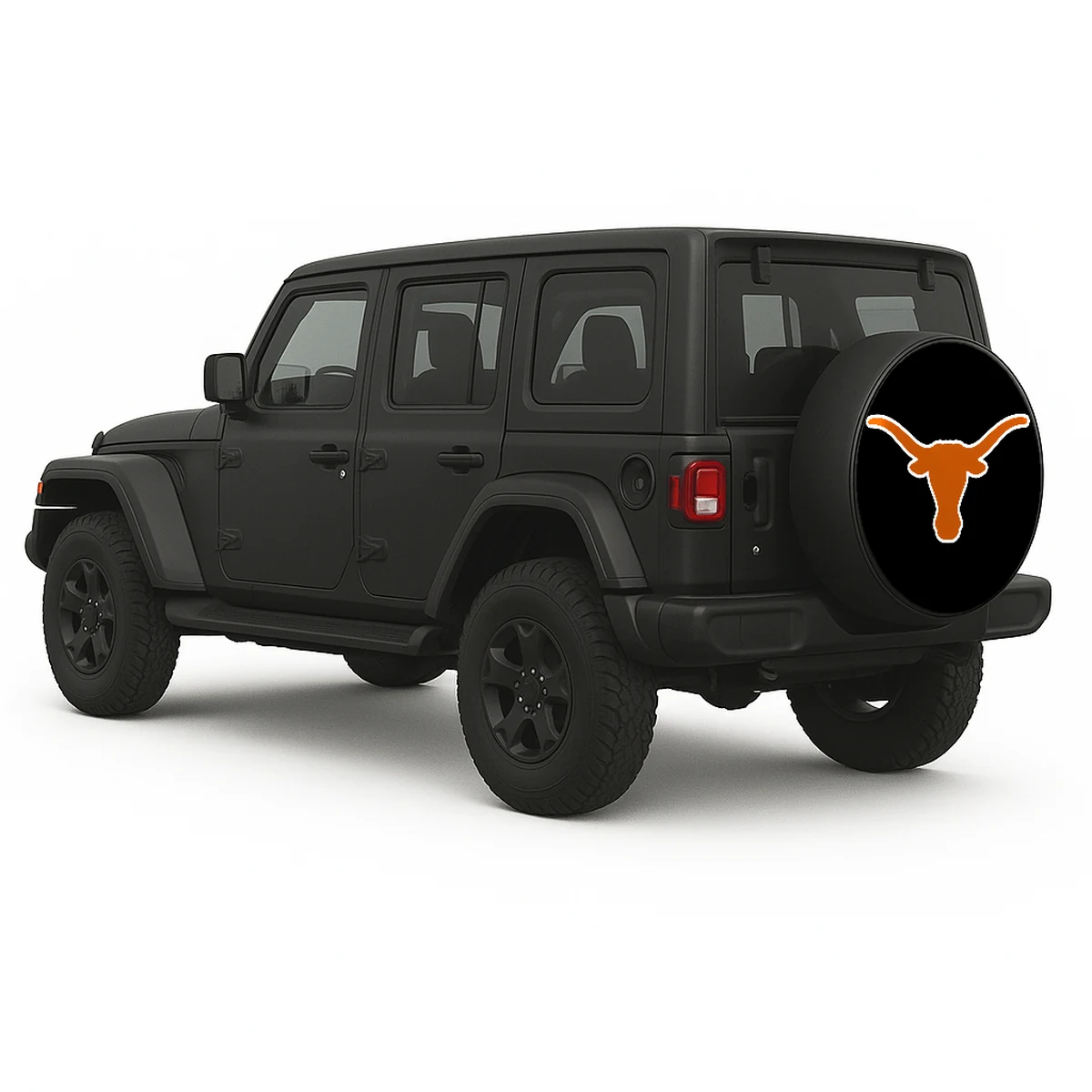 Texas Longhorns Spare Tire Cover - side view on vehicle