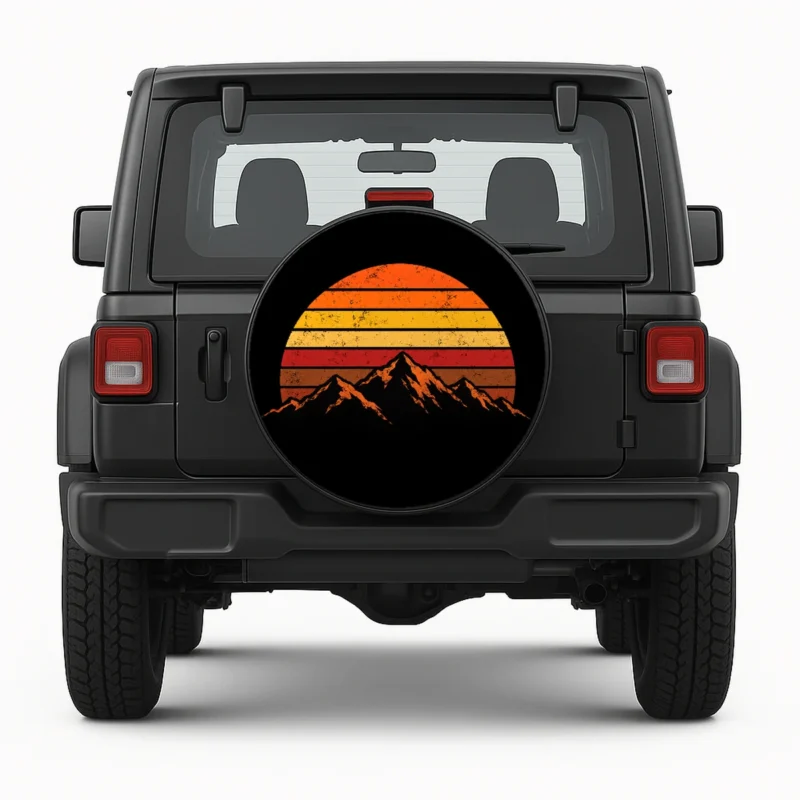 Vintage Spare Tire Cover - front view on vehicle
