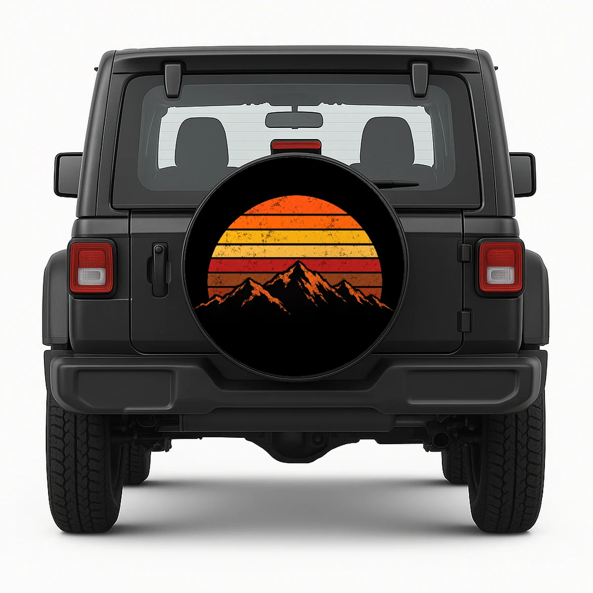 Vintage Spare Tire Cover - front view on vehicle